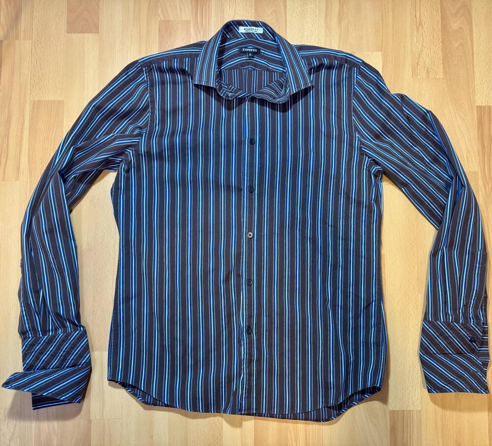 Express Shirt Mens Medium Modern Fit Button Up Long Sleeve Casual Striped